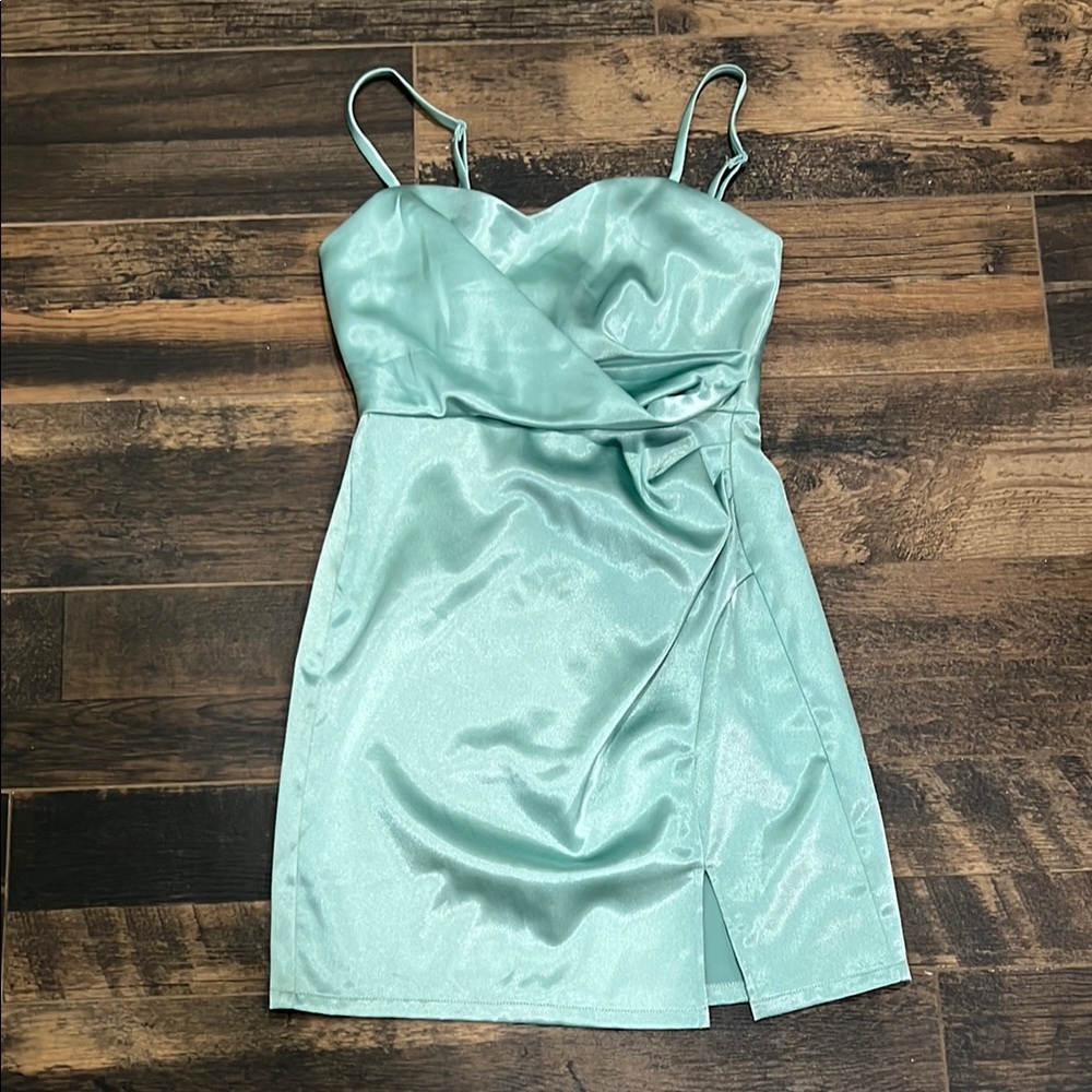 Xtraordinary Shimmering Aqua Mini Dress